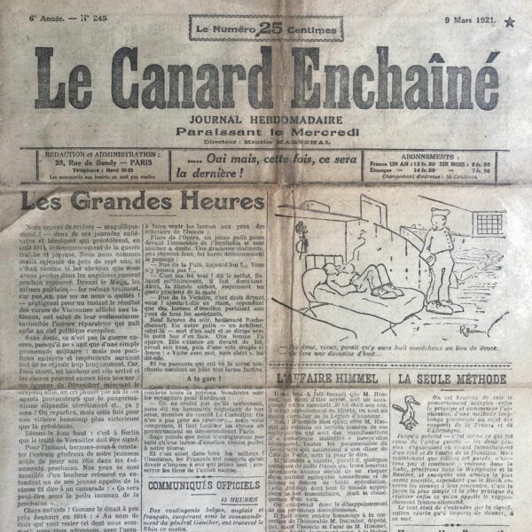 N° 245 du Canard Enchaîné -  9 Mars 1921