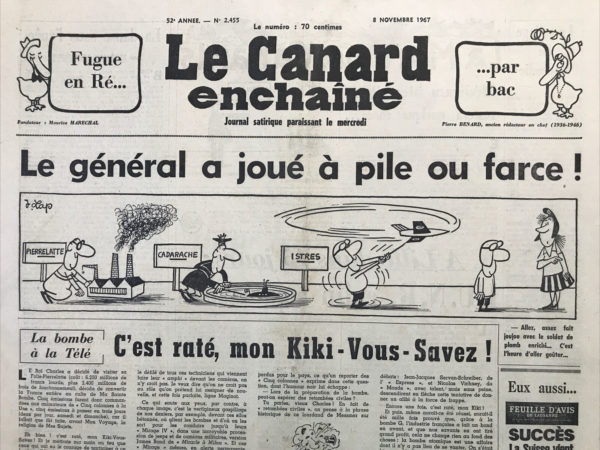 N° 2455 du Canard Enchaîné -  8 Novembre 1967