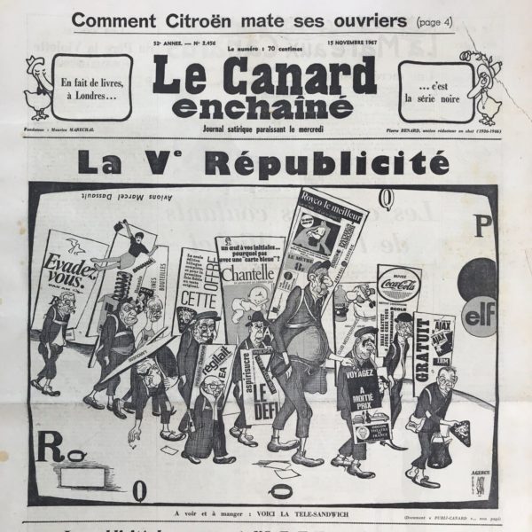 N° 2456 du Canard Enchaîné -  15 Novembre 1967