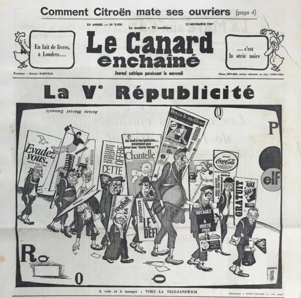 N° 2456 du Canard Enchaîné -  15 Novembre 1967