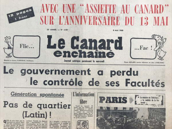 N° 2481 du Canard Enchaîné -  8 Mai 1968