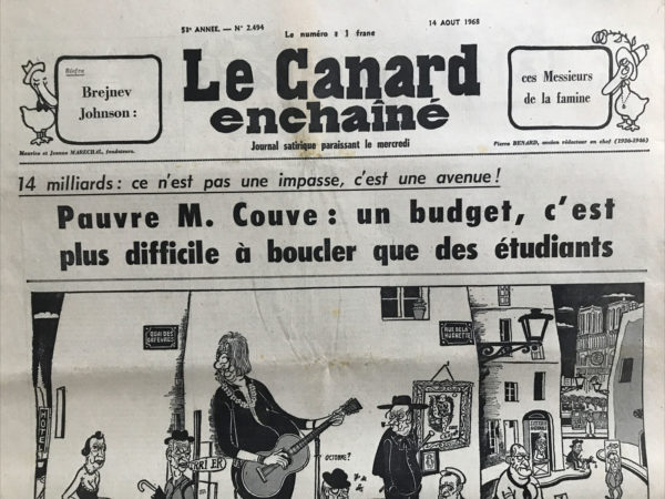 N° 2494 du Canard Enchaîné -  14 Août 1968