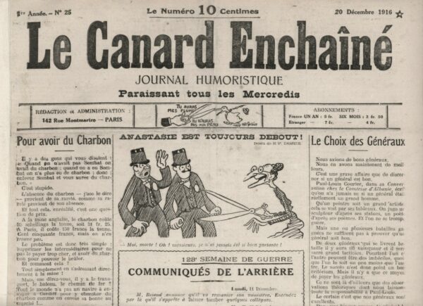 N° 25 du Canard Enchaîné -  20 Décembre 1916