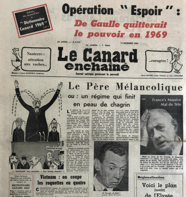 N° 2512 du Canard Enchaîné -  18 Décembre 1968