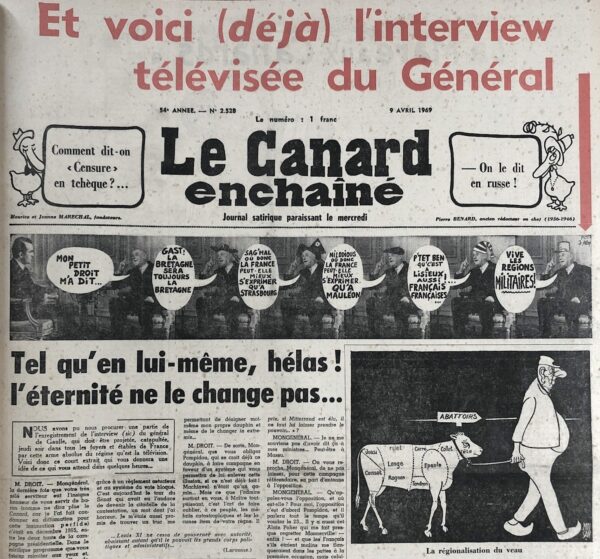 N° 2528 du Canard Enchaîné -  9 Avril 1969