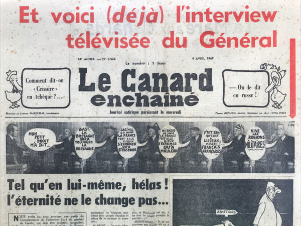 N° 2528 du Canard Enchaîné -  9 Avril 1969