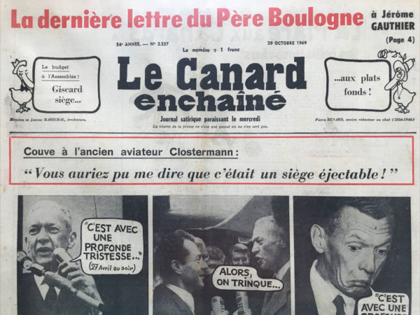 N° 2557 du Canard Enchaîné -  29 Octobre 1969