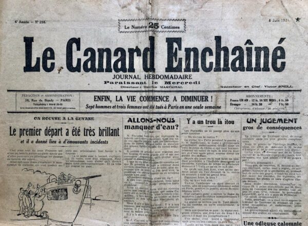 N° 258 du Canard Enchaîné -  8 Juin 1921