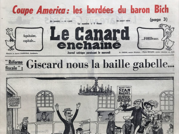 N° 2600 du Canard Enchaîné -  26 Août 1970