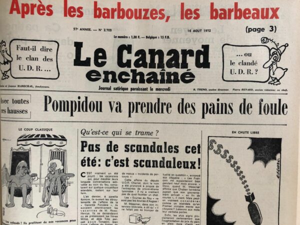 N° 2703 du Canard Enchaîné -  16 Août 1972