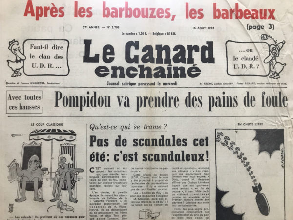 N° 2703 du Canard Enchaîné -  16 Août 1972