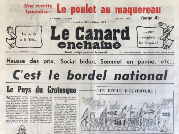 N° 2705 du Canard Enchaîné -  30 Août 1972