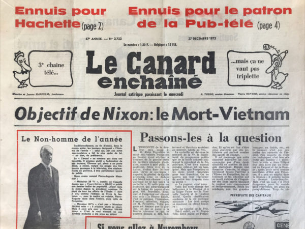 N° 2722 du Canard Enchaîné -  27 Décembre 1972