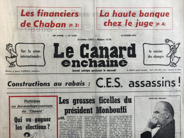 N° 2729 du Canard Enchaîné -  14 Février 1973