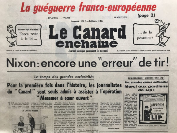 N° 2756 du Canard Enchaîné -  22 Août 1973