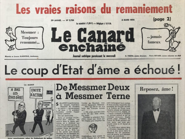 N° 2784 du Canard Enchaîné -  6 Mars 1974