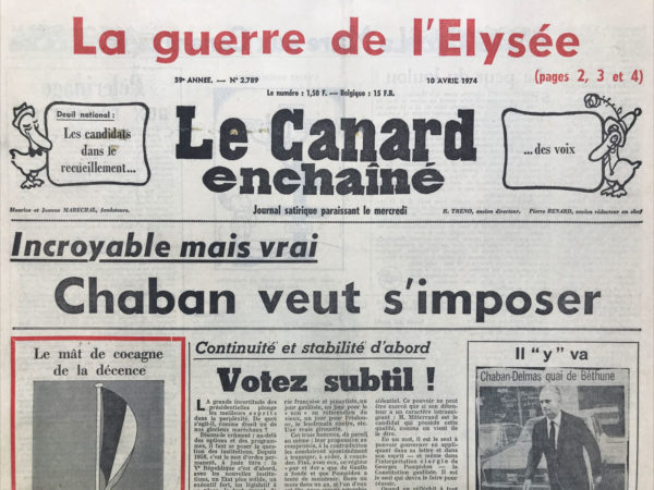 N° 2789 du Canard Enchaîné -  10 Avril 1974