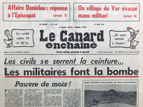N° 2799 du Canard Enchaîné -  19 Juin 1974