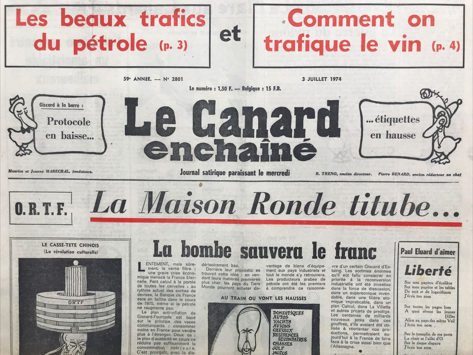 Couac ! | Acheter un Canard | Vente d'Anciens Journaux du Canard Enchaîné. Des Journaux Satiriques de Collection, Historiques & Authentiques de 1916 à 2004 ! | 2801