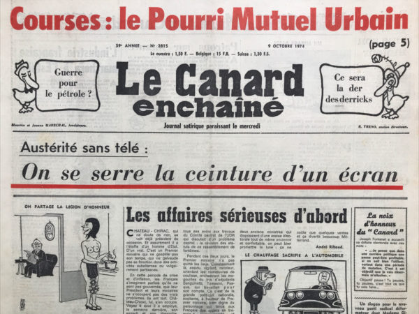 N° 2815 du Canard Enchaîné -  9 Octobre 1974
