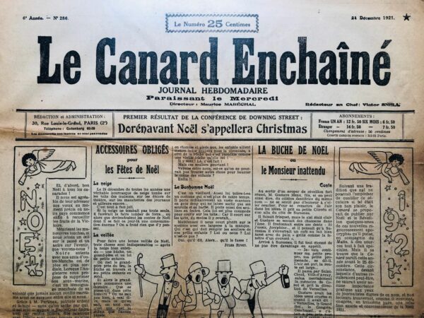 N° 286 du Canard Enchaîné -  21 Décembre 1921