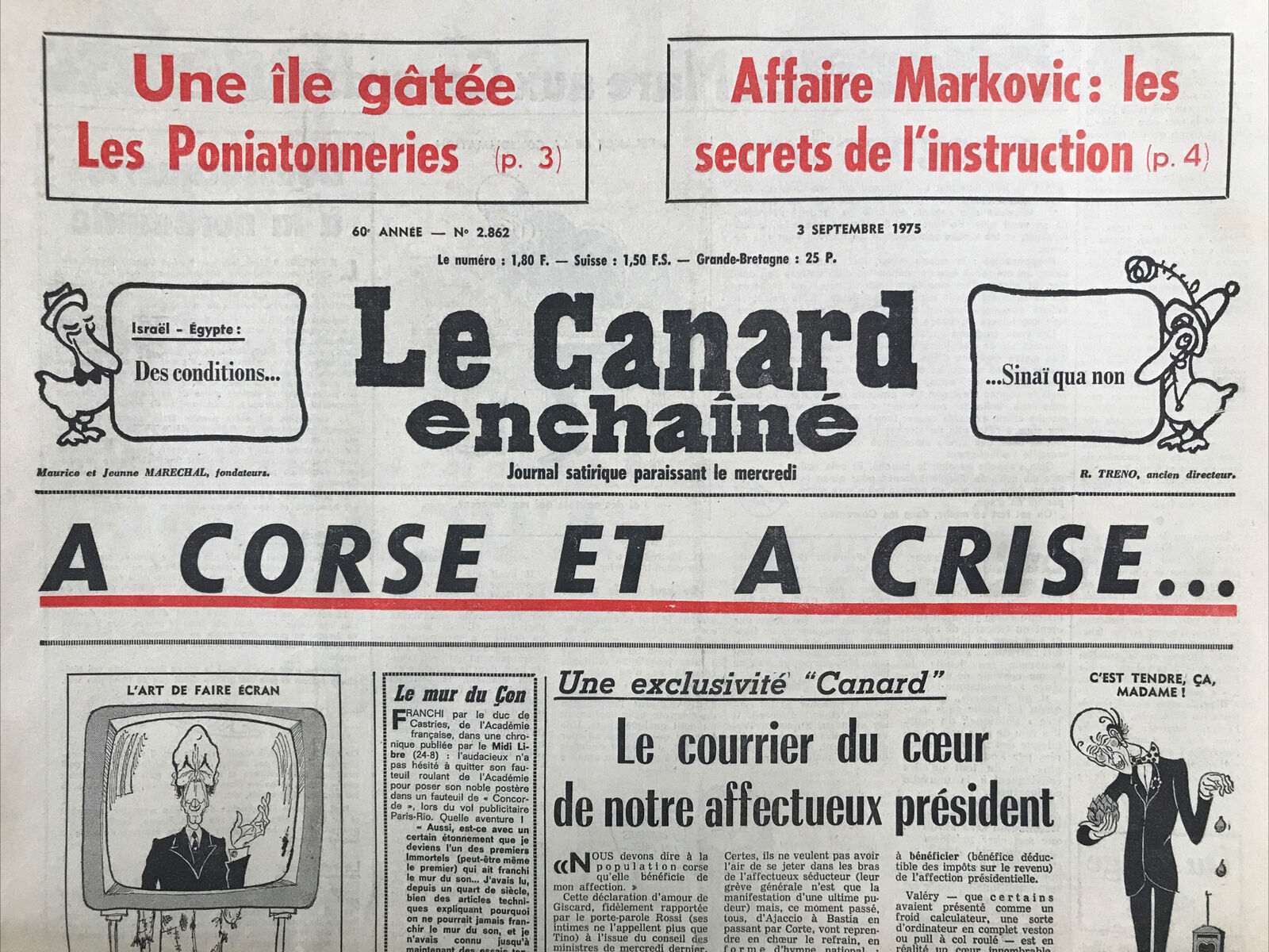 N° 2862 du Canard Enchaîné - 3 Septembre 1975 | Couac !