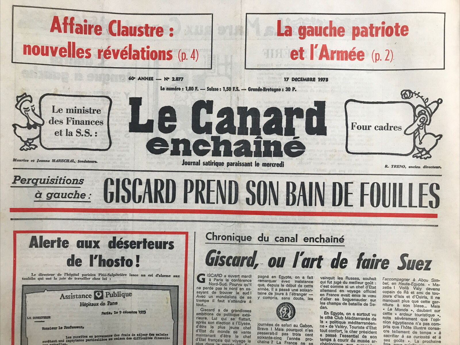 Couac ! | Acheter un Canard | Vente d'Anciens Journaux du Canard Enchaîné. Des Journaux Satiriques de Collection, Historiques & Authentiques de 1916 à 2004 ! | 2877
