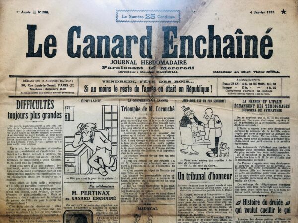 N° 288 du Canard Enchaîné -  4 Janvier 1922