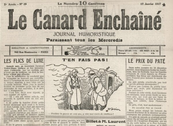 N° 29 du Canard Enchaîné -  17 Janvier 1917