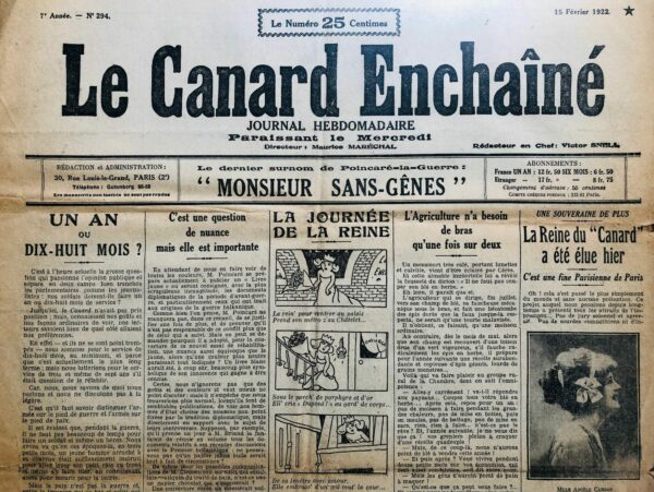 N° 294 du Canard Enchaîné -  15 Février 1922