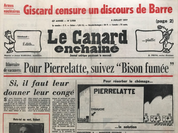N° 2958 du Canard Enchaîné -  6 Juillet 1977