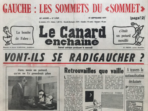 N° 2969 du Canard Enchaîné -  21 Septembre 1977