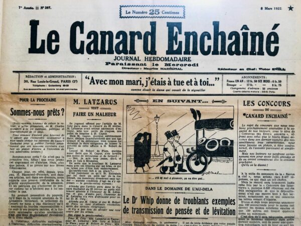 N° 297 du Canard Enchaîné -  8 Mars 1922