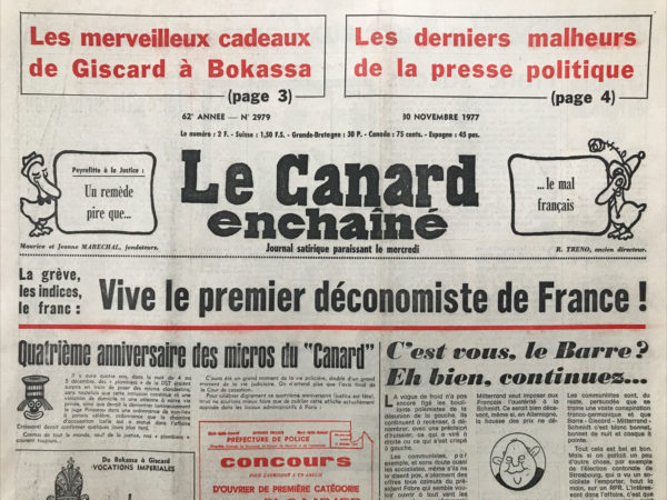 N° 2979 du Canard Enchaîné -  30 Novembre 1977