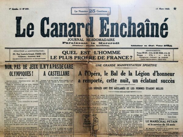 N° 298 du Canard Enchaîné -  15 Mars 1922