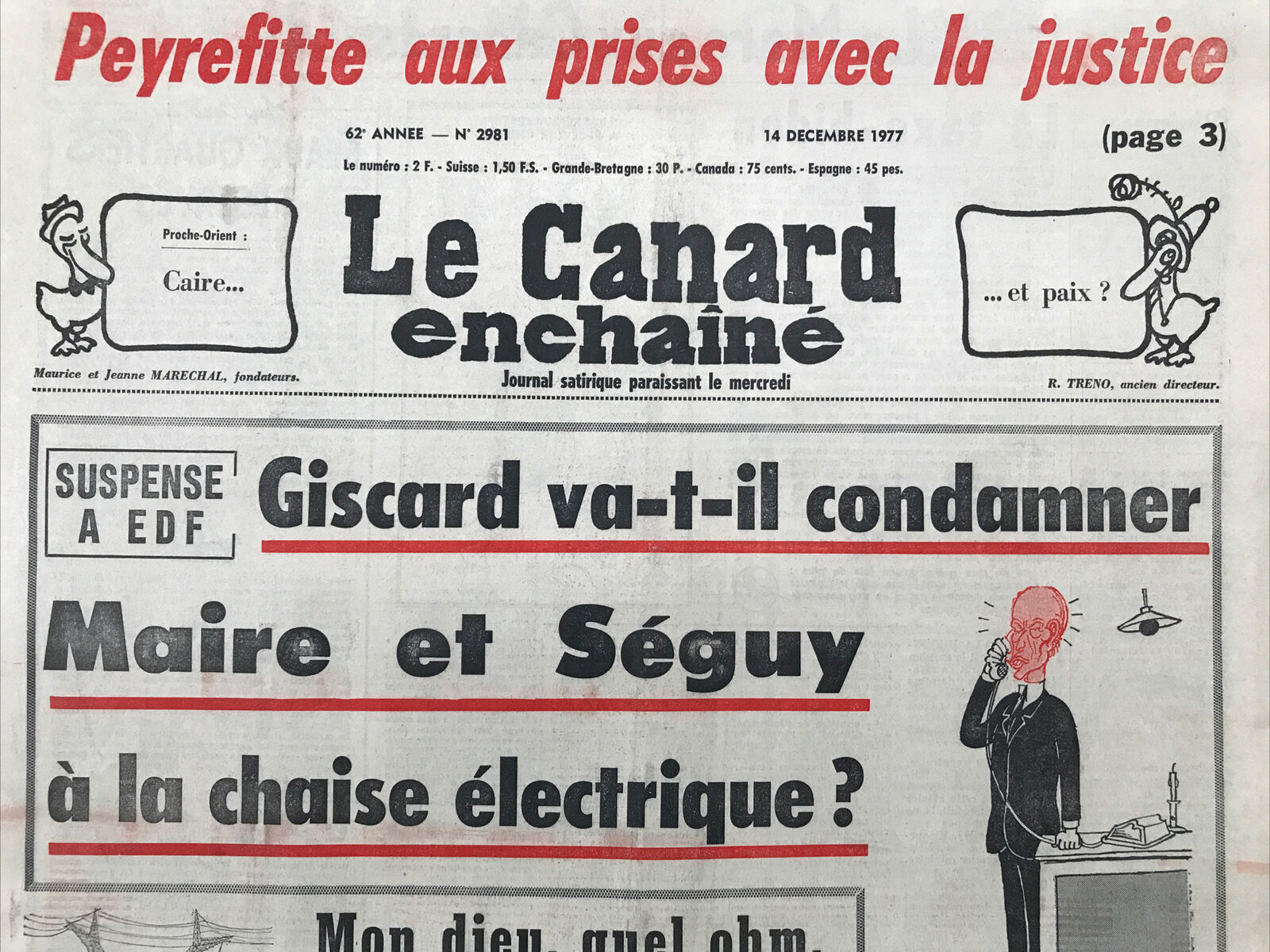 Couac ! | Acheter un Canard | Vente d'Anciens Journaux du Canard Enchaîné. Des Journaux Satiriques de Collection, Historiques & Authentiques de 1916 à 2004 ! | 2981