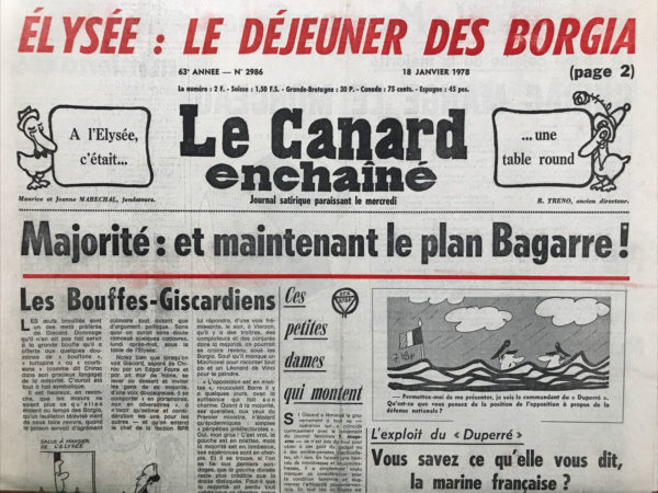 N° 2986 du Canard Enchaîné -  18 Janvier 1978