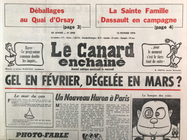N° 2990 du Canard Enchaîné -  15 Février 1978