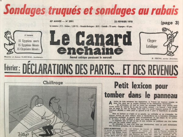 N° 2991 du Canard Enchaîné -  22 Février 1978