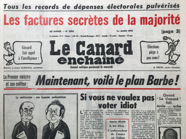 N° 2992 du Canard Enchaîné -  1 Mars 1978