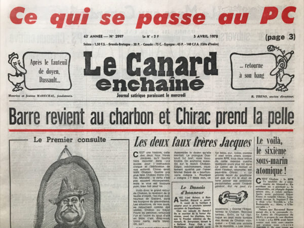 N° 2997 du Canard Enchaîné -  5 Avril 1978