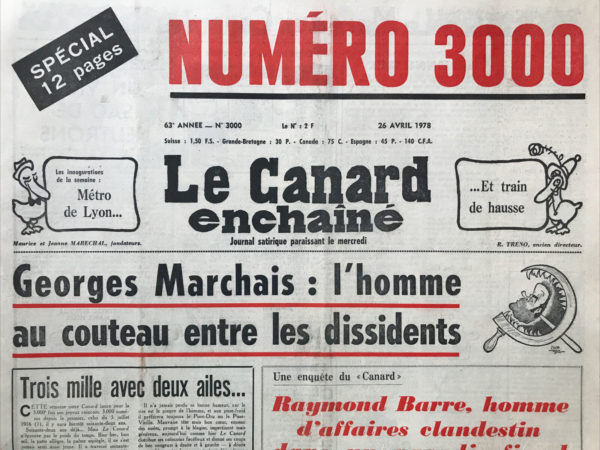 N° 3000 du Canard Enchaîné -  26 Avril 1978