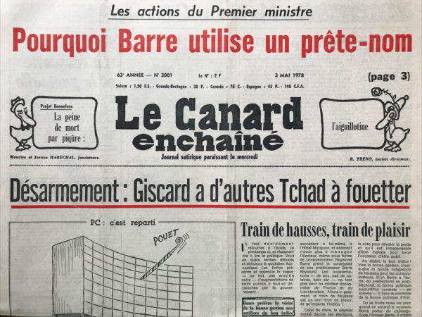 N° 3001 du Canard Enchaîné -  3 Mai 1978