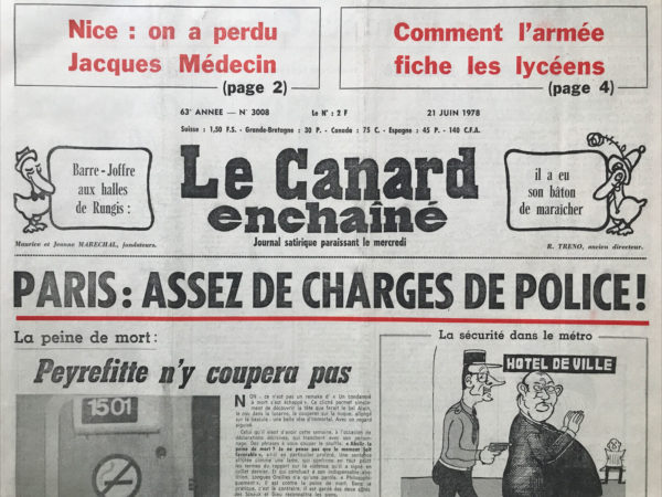 N° 3008 du Canard Enchaîné -  21 Juin 1978