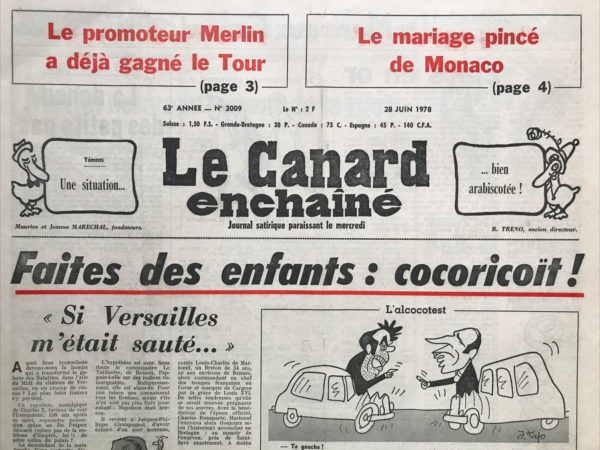 N° 3009 du Canard Enchaîné -  28 Juin 1978