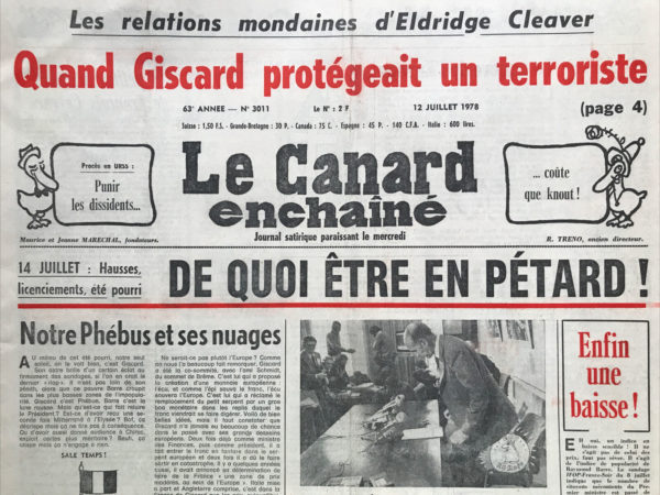 N° 3011 du Canard Enchaîné -  12 Juillet 1978