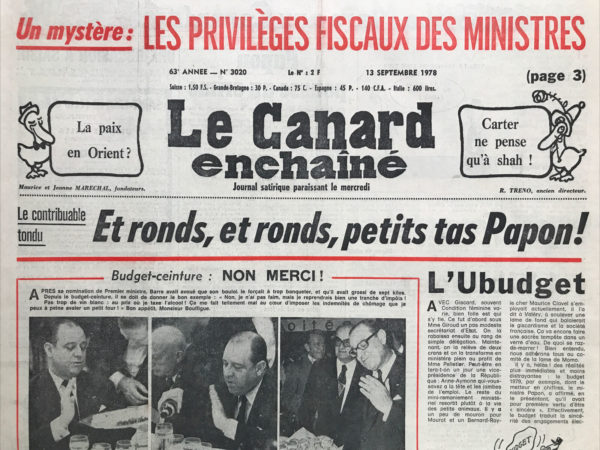 N° 3020 du Canard Enchaîné -  13 Septembre 1978