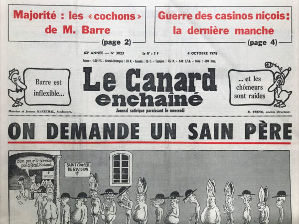 N° 3023 du Canard Enchaîné -  4 Octobre 1978