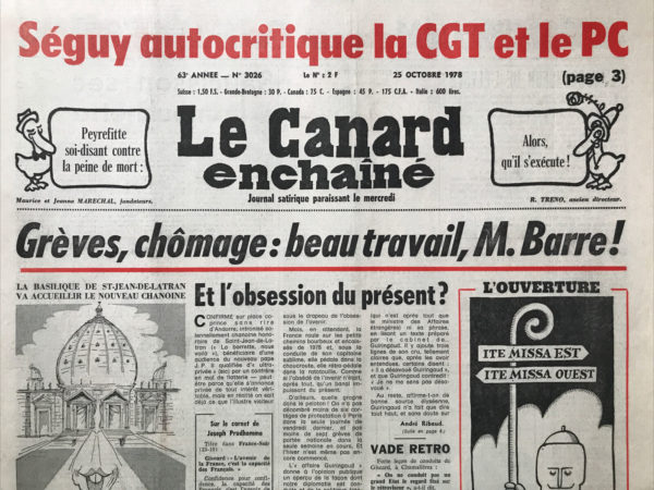 N° 3026 du Canard Enchaîné -  25 Octobre 1978