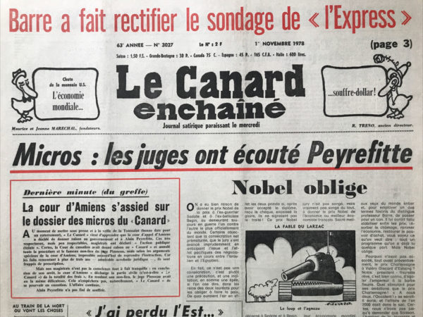 N° 3027 du Canard Enchaîné -  1 Novembre 1978